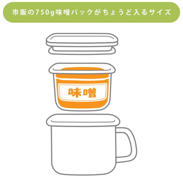 市販の750g味噌パックがぴったり入る持ち手付きストックポット