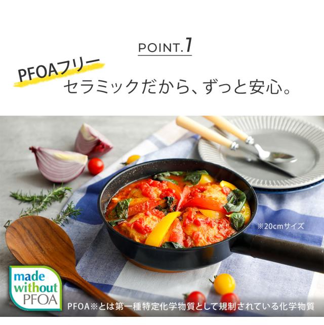 PFAS(有機フッ素化合物）を使用しいない人体と環境に優しいセラミックコーティングのフライパン