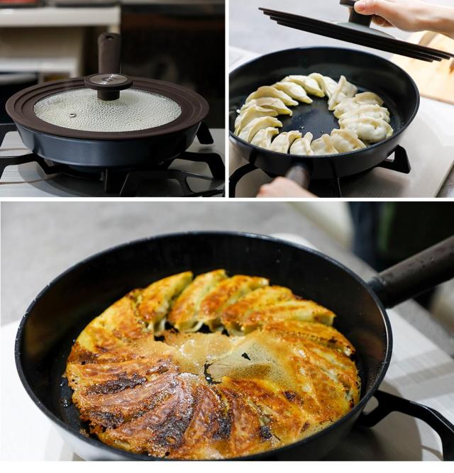 兼用蓋があればグランプのフライパンで餃子が焼けます