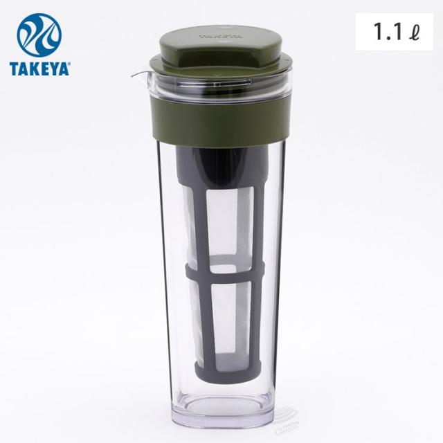 冷蔵庫のドアポケットにスッキリ収まる、スリムタイプの茶こし付き冷水筒