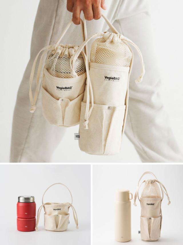 ポケットにはティーバッグやスティックコーヒーを