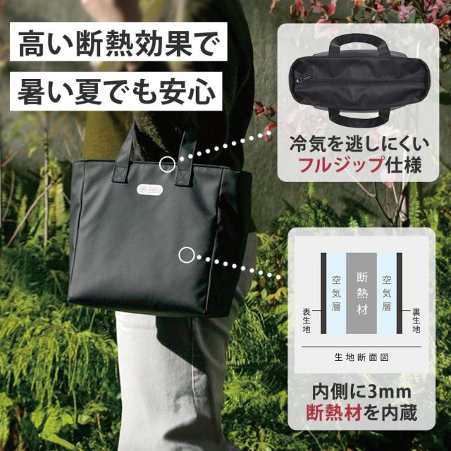 内側には3mmの断熱材をしっかり内蔵し、開口部は冷気を逃しにくいフルジップ仕様