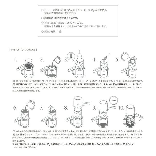 お湯200ccにつきコーヒー豆15gが目安