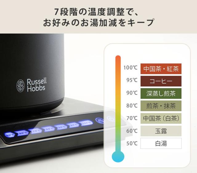 7段階の温度調整で、お好みのお湯加減をスマートにフィックス&キープ