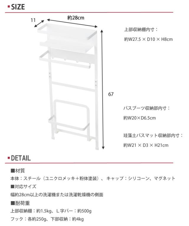 plate,プレート,マグネット,磁石,洗濯機サイドラック,洗面所,ランドリー,収納,山崎実業,yamazaki