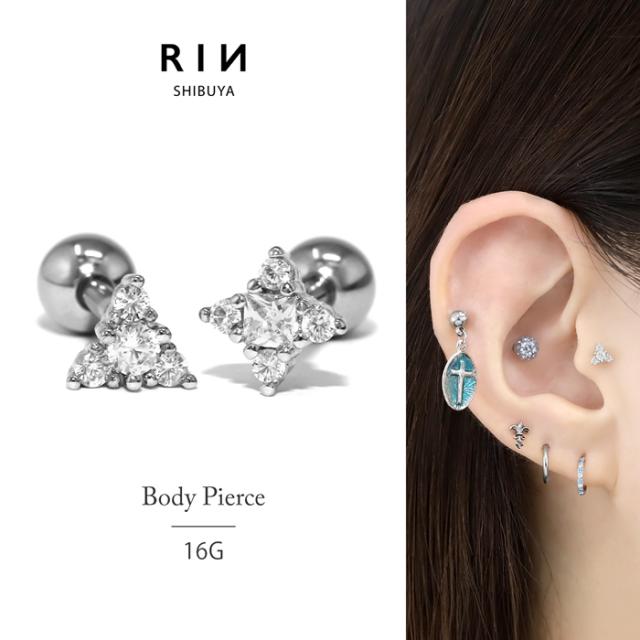 トライアングルフラワーピアス