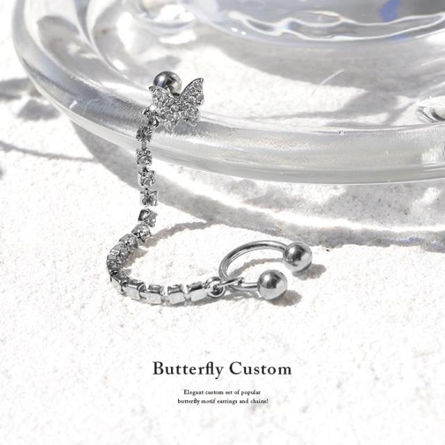 蝶々ピアス&チェーン&サーキュラー