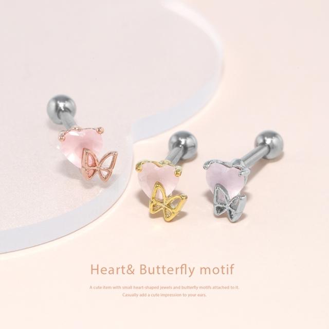 ハート&バタフライ軟骨ピアス 