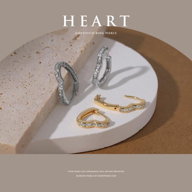 ハートジュエルリングピアス