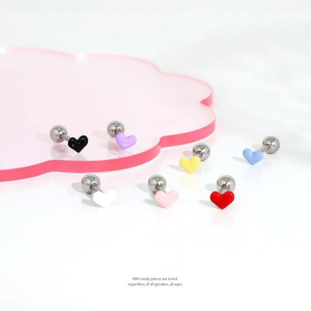 小さめカラフルハートピアス！