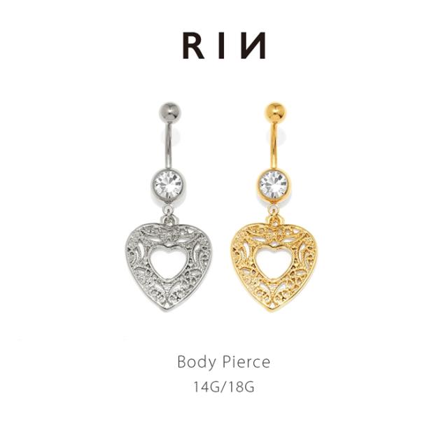 かわいいハートへそピアス