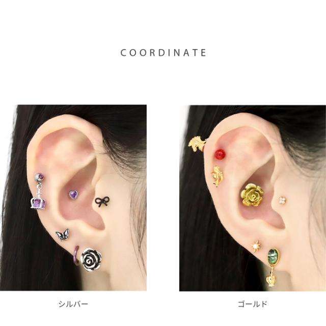 スタイリッシュな薔薇ピアス