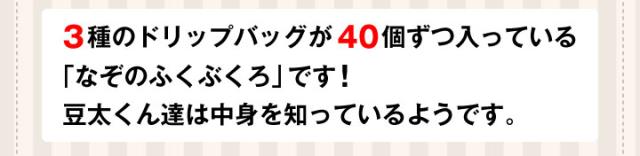3種のドリップバッグが50個ずつ入っている「なぞのふくぶくろ」です!