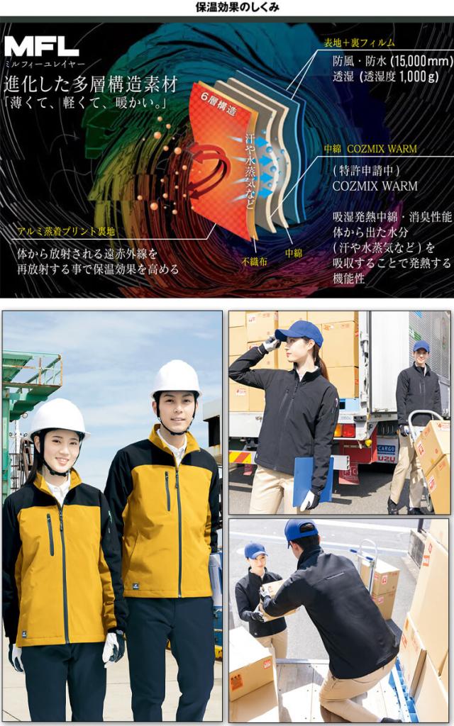 AITOZ アイトス 防寒ジャケット 吸湿発熱軽防寒作業着 AZ-8576 軽量