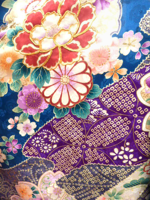 【期間限定割引】往復送料無料 全部揃って安心 レンタル 小学生 大学生 卒業式 袴 レンタル 袴 卒業式袴セット 小学生 袴女児 女の子 小学生 袴 セット 小学生 卒業式 袴 レンタル 女の子 小学校 卒業式 着物 インクブルー地 花 柄No.313