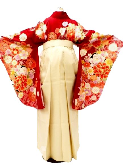 【期間限定割引】【レンタル】　往復送料無料 全部揃って安心 レンタル 小学生 大学生 卒業式 袴 レンタル 袴 卒業式袴セット 小学生 袴女児 女の子 小学生 袴 セット 小学生 卒業式 袴 レンタル 女の子 小学校 卒業式 着物 赤地 牡丹 八重桜 柄No.K-332