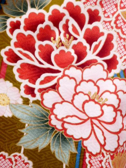 【1月限定割引】【レンタル】　往復送料無料 全部揃って安心 レンタル 小学生 大学生 卒業式 袴 レンタル 袴 卒業式袴セット 小学生 袴女児 女の子 小学生 袴 セット 小学生 卒業式 袴 レンタル 女の子 小学校 卒業式 着物 抹茶地 牡丹 八重桜 柄No.K-336