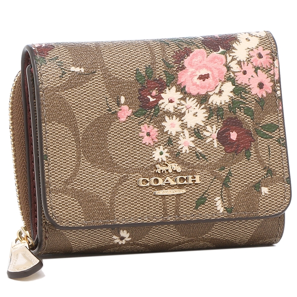 高品質の人気 花柄 Signature 三つ折り財布 財布 コーチ ミニ財布 Ime7v 返品ok 6864 Coach アウトレット レディース ピンク ベージュ 財布 Cachoeiradaprata Mg Gov Br