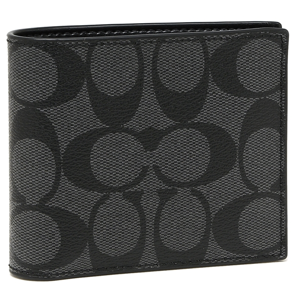 包装無料 送料無料 コーチ メンズ 財布 二つ折り財布 アウトレット Coach F Cqbk グレー ブラック 超目玉 Iacymperu Org