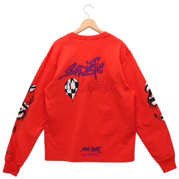 クロムハーツ Tシャツ カットソー ロンT レッド メンズ CHROME