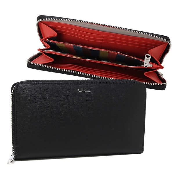 未使用級 箱付 Paul Smith ラウンド 長財布 ストライプ 革 レザー Paul Smith 未使用 ポールスミス ラウンドファスナー 長財布