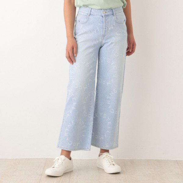 ステラマッカートニー デニムパンツ ジーンズ ロゴ クロップドパンツ ブルー レディース STELLA McCARTNEY 604194 3SOH76 4874 ステラマッカートニー デニムパンツ ジーンズ ロゴ クロップドパンツ