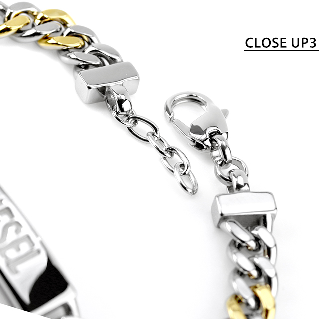 DIESEL Dx1457 ブレスレット シルバーゴールド Diesel ツートーンステンレスチェーンブレスレット DX1457