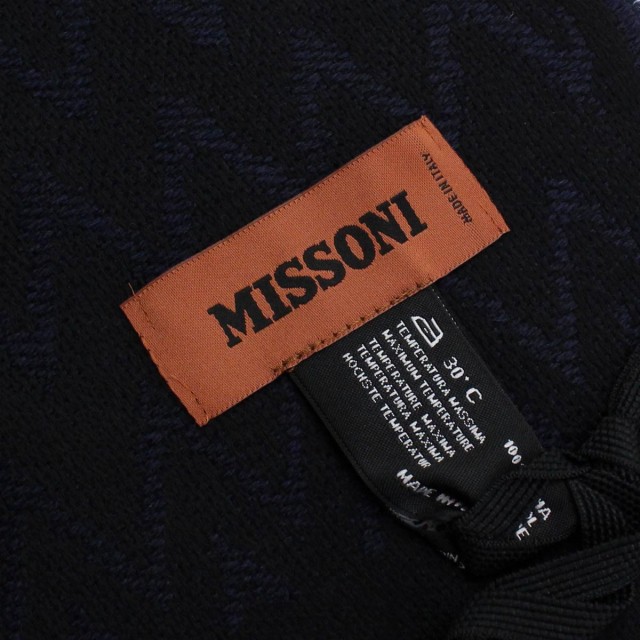 Missoni ミッソーニ 828 マフラー ブラック ネイビー系 ユニセックス