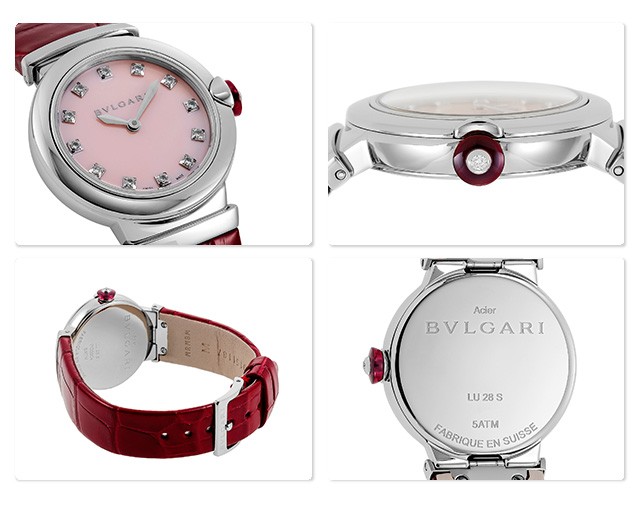 ブルガリ ルチェア クオーツ 腕時計 ブランド レディース ダイヤモンド BVLGARI LU28C2SL/12 アナログ ピンクシェル レッド 赤  スイス製｜au PAY マーケット