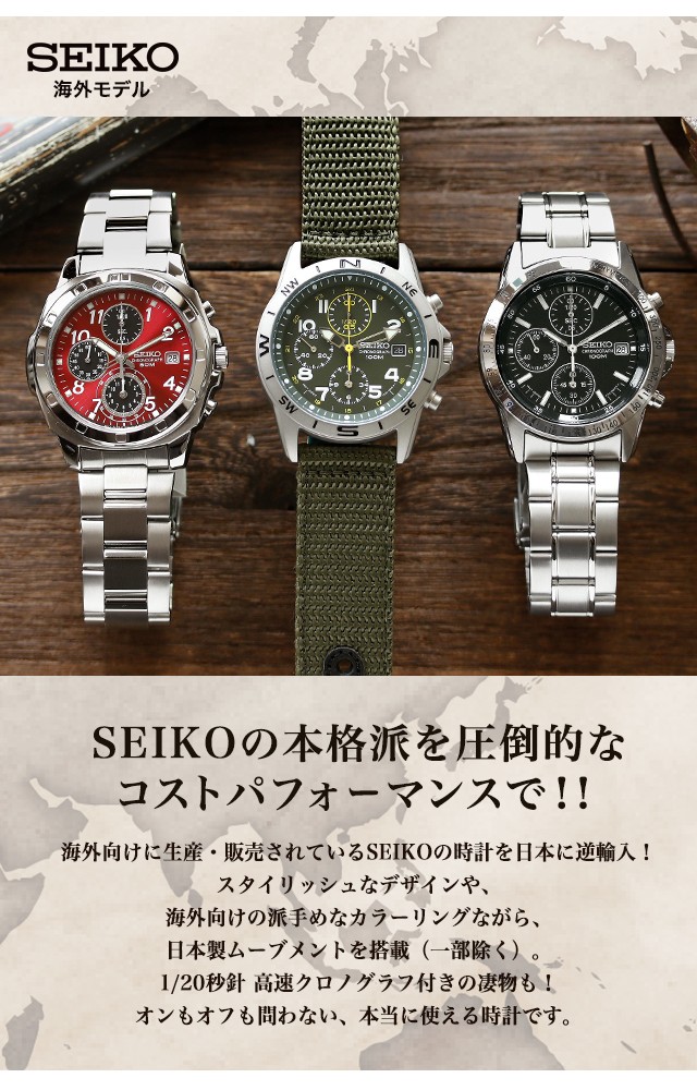 高評価格安セイコー 逆輸入モデル SEIKO クロノグラフ SND193P1(SND193P) メンズ 海外モデル