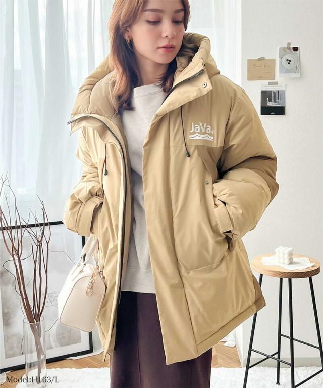 冬新作 クラシカルエルフ レディース 体型カバー《javaコラボ》 アウター ジャケット メンズ コート フェイクダウン ショート フード 異素材パネル 中綿 ブルゾン ミドル丈  ユニセックス ジップアップ スナップ 大きいサイズ  cm0780011