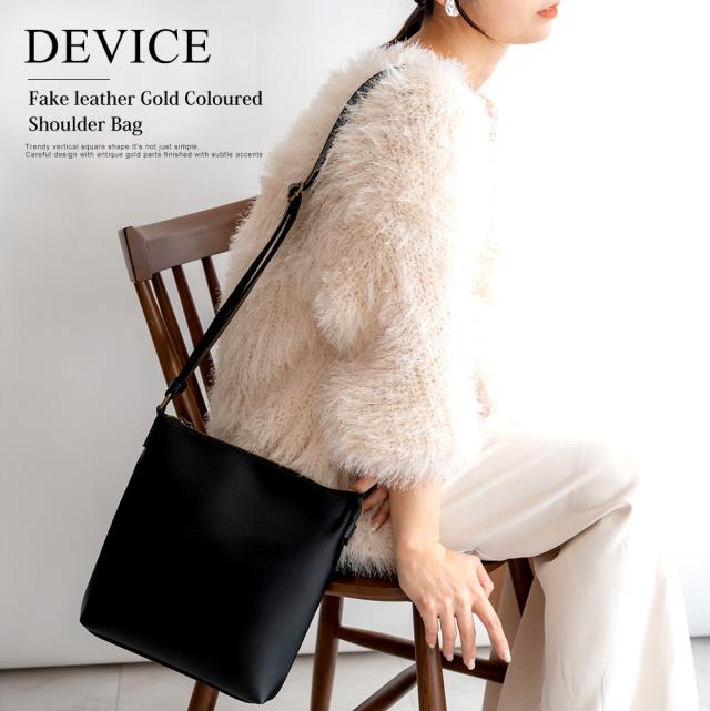 DEVICE フェイクレザー ゴールドカラー ショルダーバッグ
