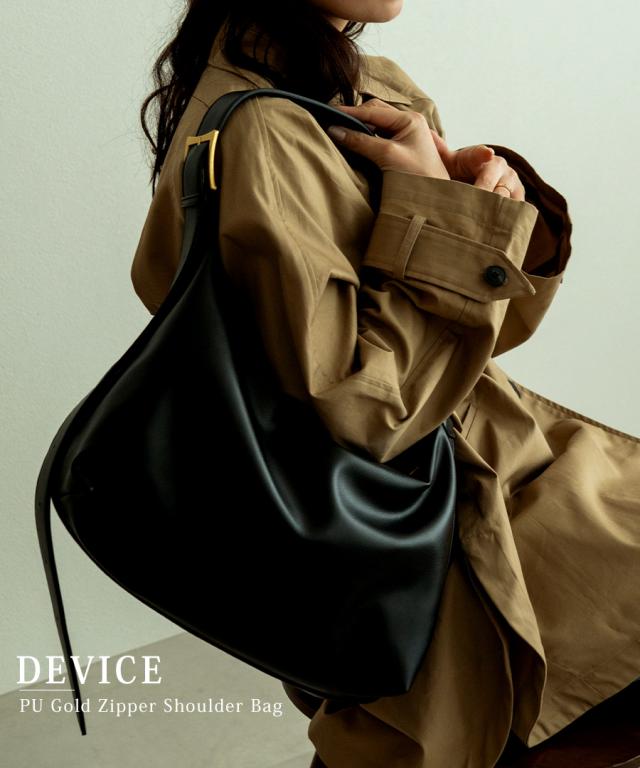 DEVICE PU ゴールドファスナー ショルダーバッグ
