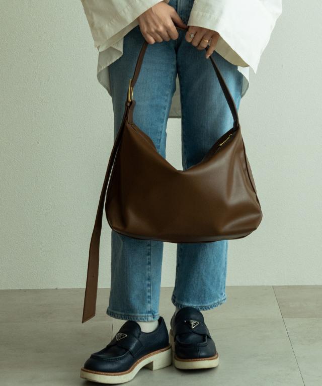 DEVICE PU ゴールドファスナー ショルダーバッグ