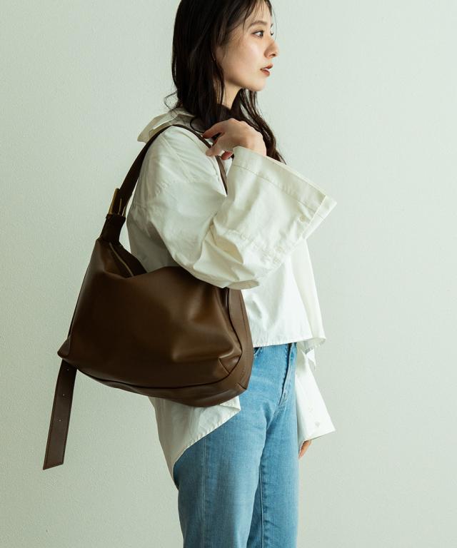 DEVICE PU ゴールドファスナー ショルダーバッグ