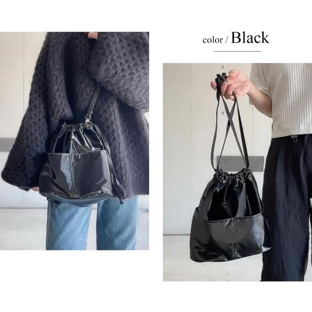 Rename 3way シャイニー巾着 トート ショルダーバッグ