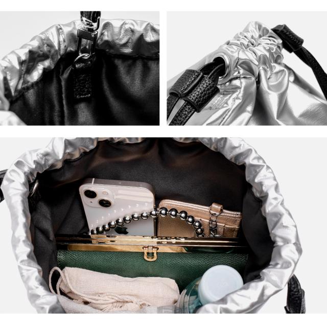 Rename 3way シャイニー巾着 トート ショルダーバッグ