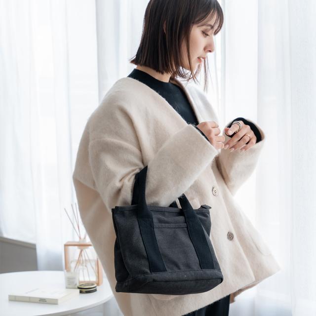 Rename ファスナー付 仕切り ミニ トートバッグ