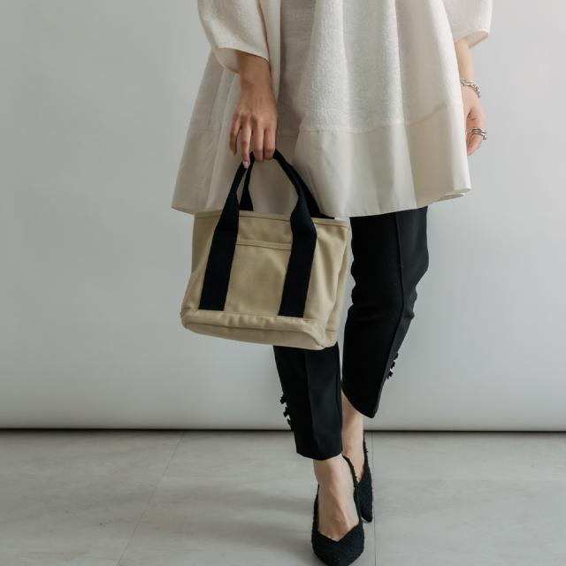 Rename ファスナー付 仕切り ミニ トートバッグ