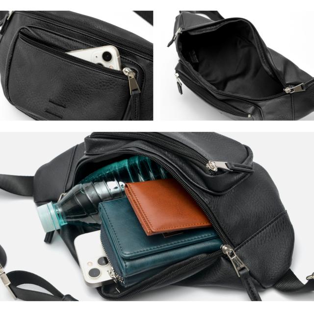 Rename フェイクレザー 刺繍デザイン ウエストバッグ/ボディバッグ