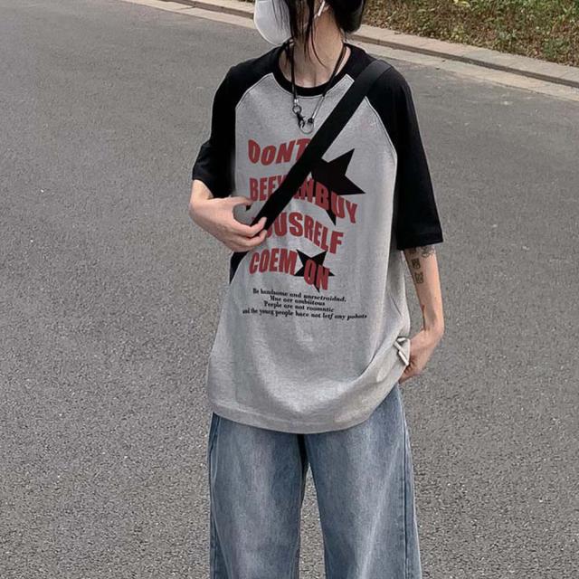 猫ミーム キャット Y2K ロゴ グラフィック ルーズ ラグラン Tシャツ