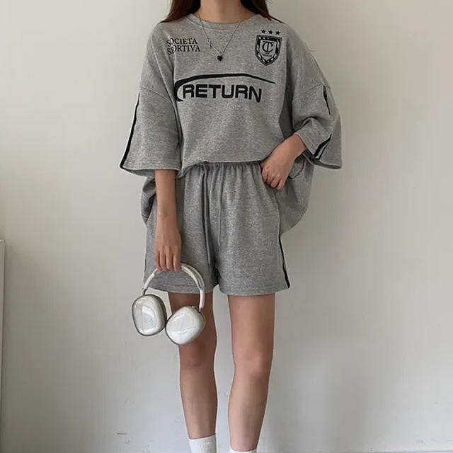 ユニフォームTシャツ トップス&ショートパンツ 2点セット ルームウェア セットアップ ワンマイルウェア