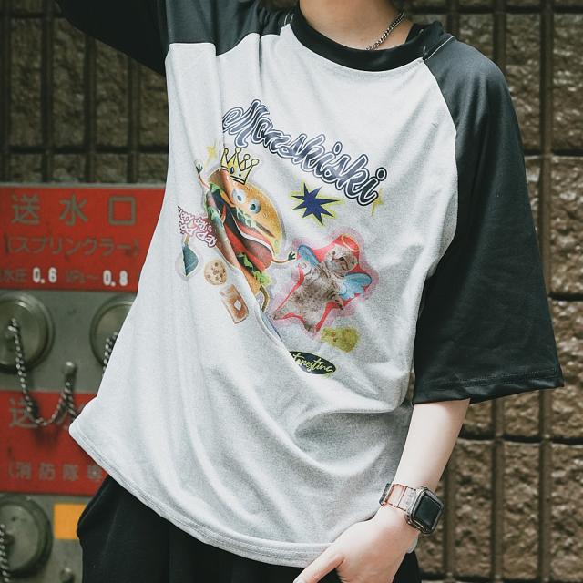 グラフィック ロゴ スペース ギャラクシー 宇宙 ジャンク フード ジャンキープリント ネコ ビッグシルエット ヴィンテージライク 古着風 半袖 Tシャツ