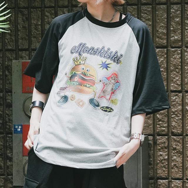 グラフィック ロゴ スペース ギャラクシー 宇宙 ジャンク フード ジャンキープリント ネコ ビッグシルエット ヴィンテージライク 古着風 半袖 Tシャツ