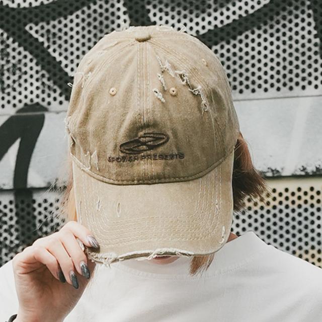 ダメージ 刺繍 ロゴ ベースボール キャップ