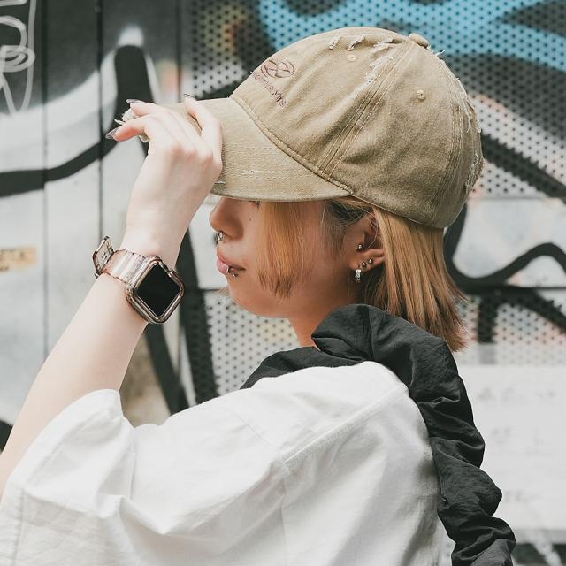 ダメージ 刺繍 ロゴ ベースボール キャップ