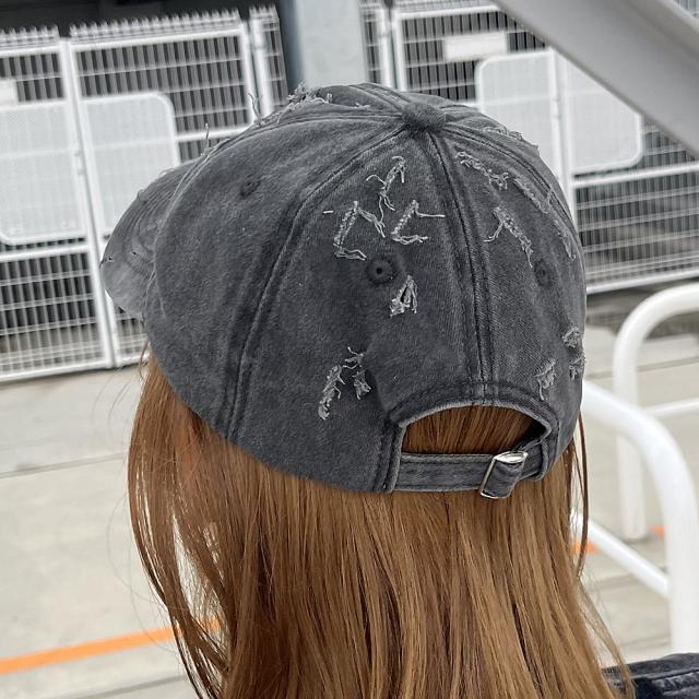 ダメージ 刺繍 ロゴ ベースボール キャップ