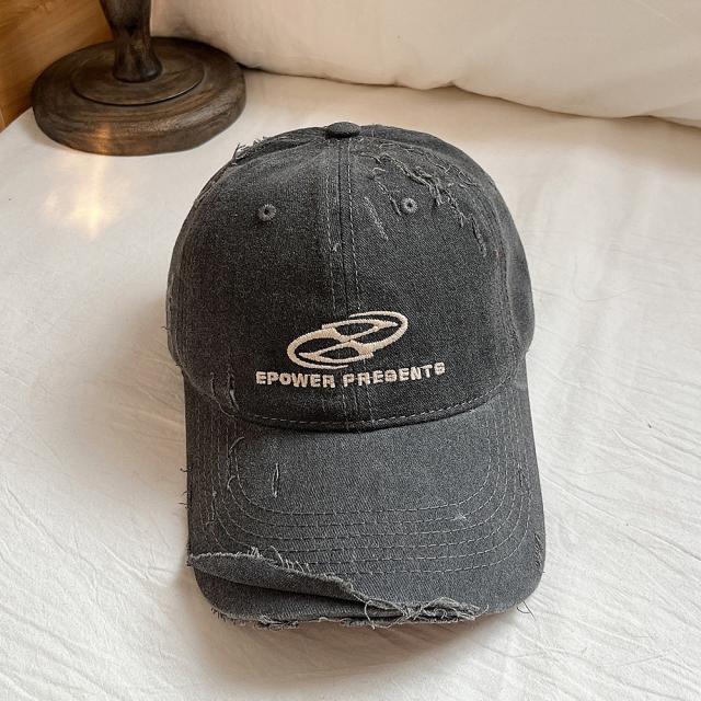 ダメージ 刺繍 ロゴ ベースボール キャップ