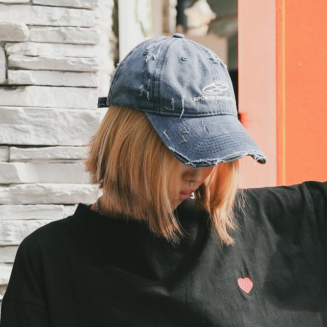 ダメージ 刺繍 ロゴ ベースボール キャップ