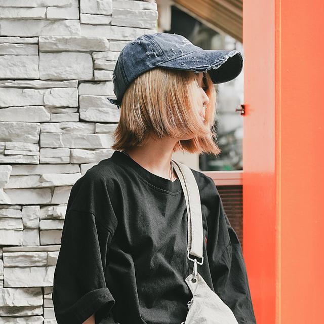 ダメージ 刺繍 ロゴ ベースボール キャップ